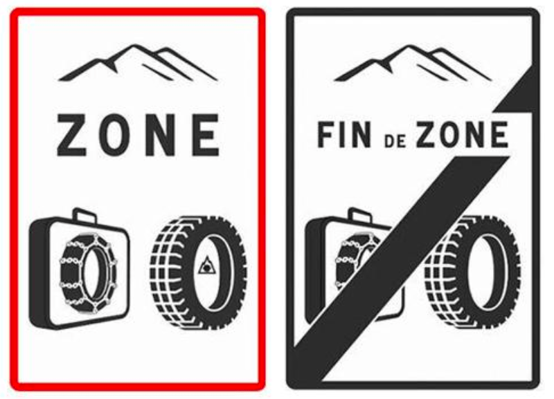 Borden winterbanden verplicht Frankrijk